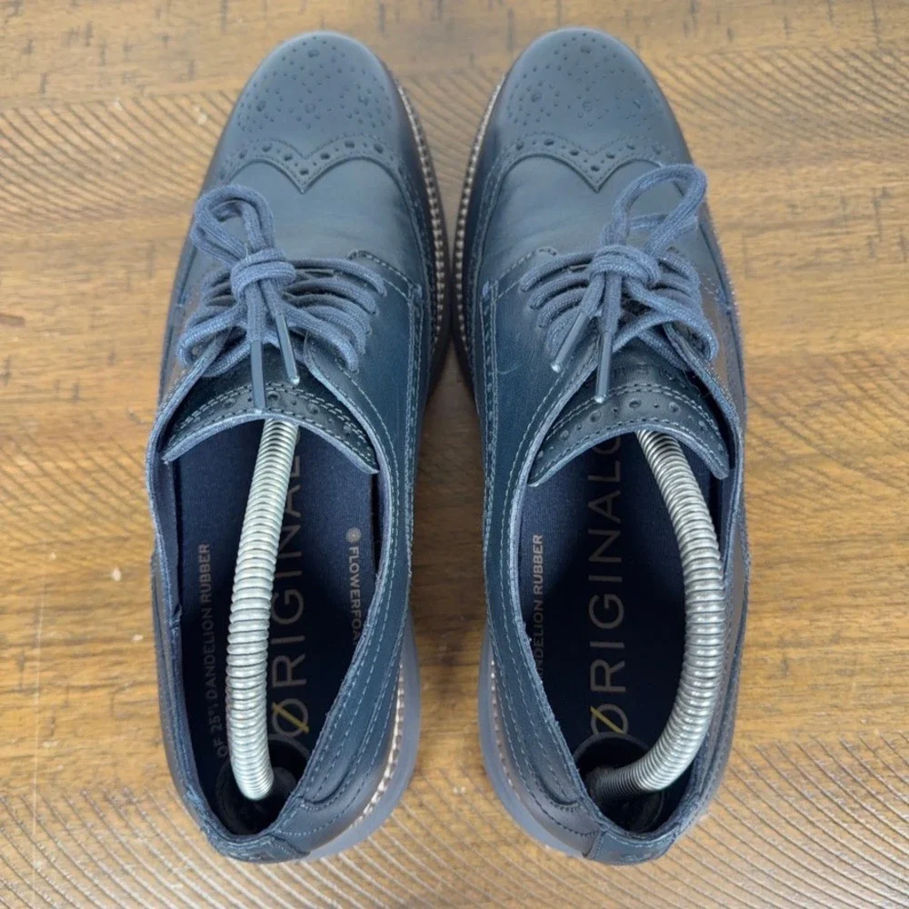 Cole Haan Shoes Mens 8 M Navy Blue Original Grand Wingtip Leather Oxford Dress